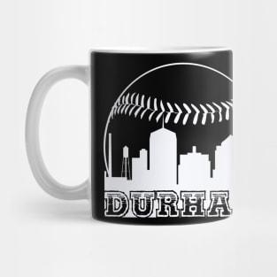 Durham, NC Vintage Baseball City Skyline Mug